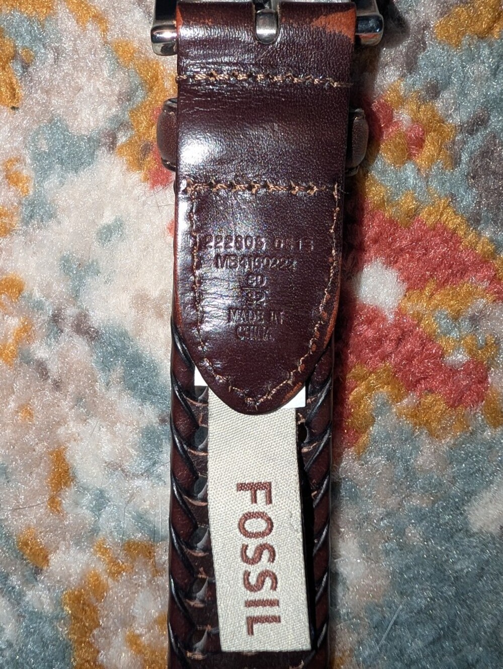 Fossil Men's 32"Brown Braided Leather Belt Very Durable, Very Heavy Duty Western